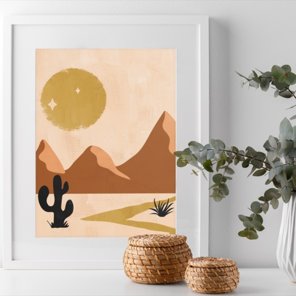 Wall Art Boho Nature Desert Print Illustration Unframed - Picture 2 of 4